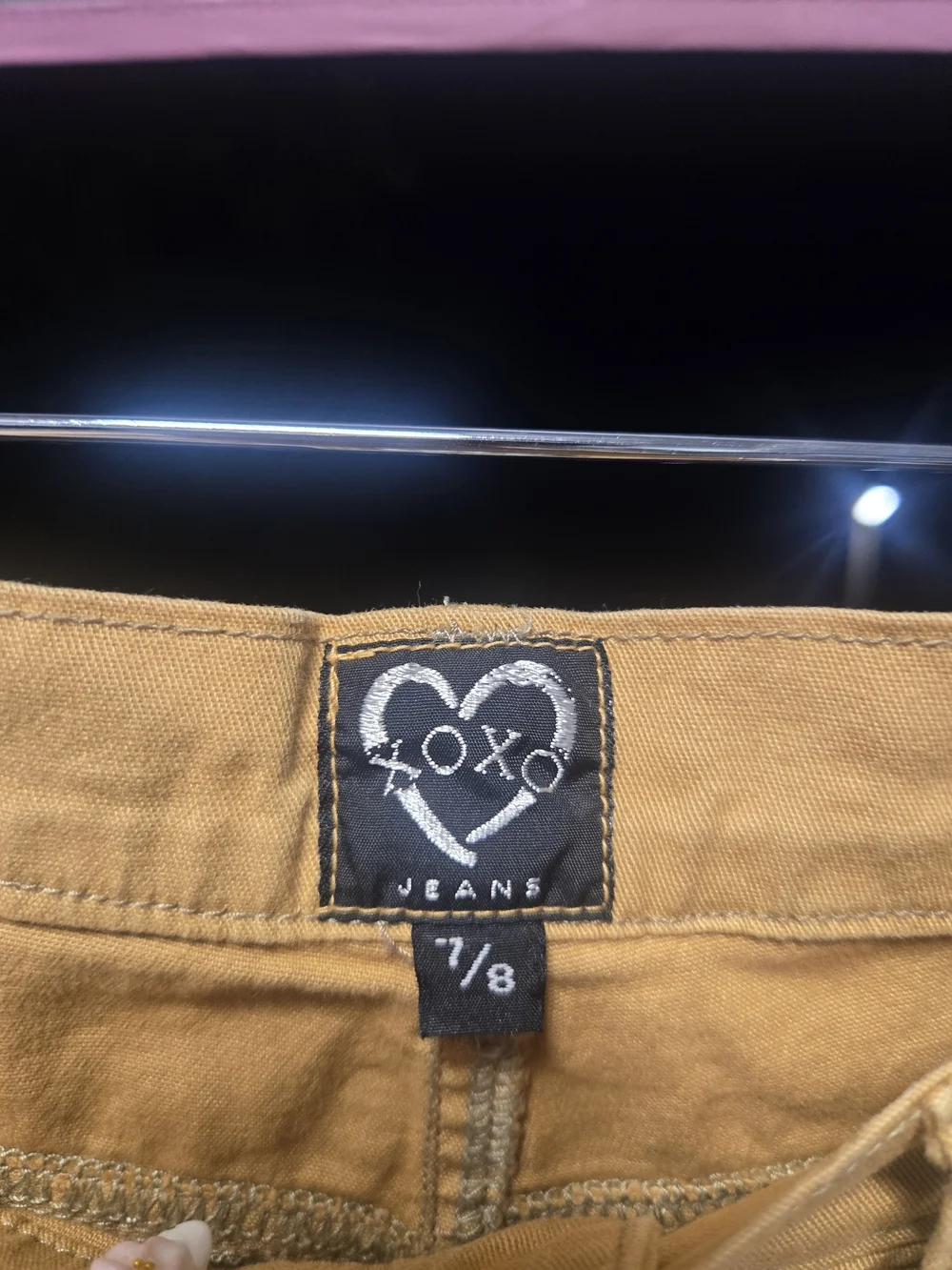 Y2k XOXO Tan Denim Crotchet Midi Skirt!